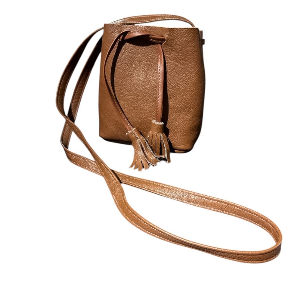 Shaffer Los Angeles Greta Bucket Bag Cross Body Brown Leather